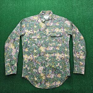Bushlan Shirt Mens Medium Green Button Up Vintage 80s Camo Outdoors South Texas